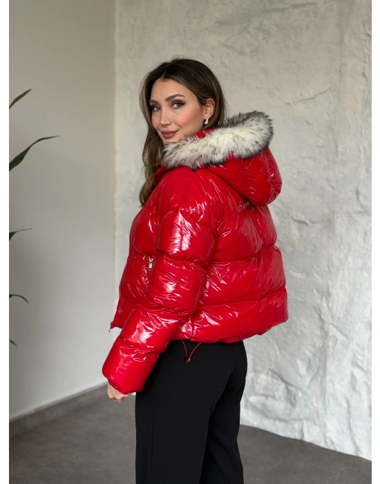 Marka model yanı lastik detaylı parlak mont kırmızı