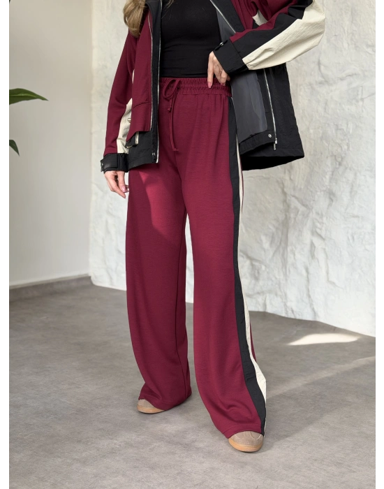 Paraşüt kumaş garnili takım bordo