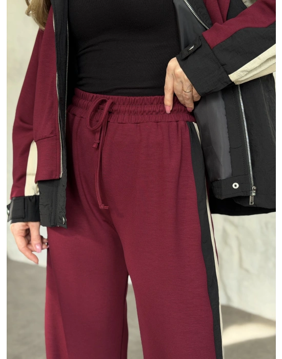 Paraşüt kumaş garnili takım bordo