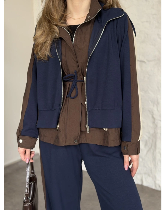 Paraşüt kumaş garnili takım lacivert