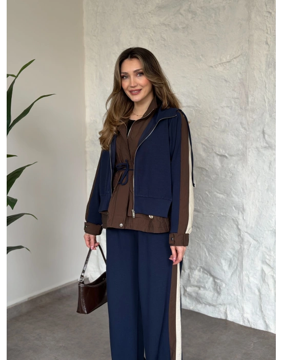 Paraşüt kumaş garnili takım lacivert