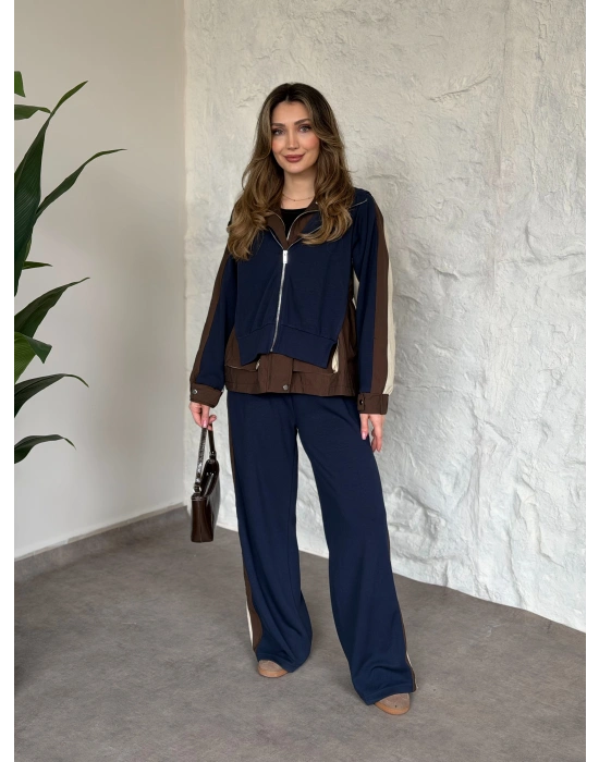 Paraşüt kumaş garnili takım lacivert