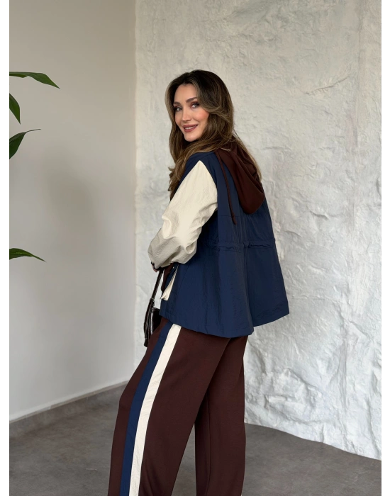 Paraşüt kumaş garnili takım kahve