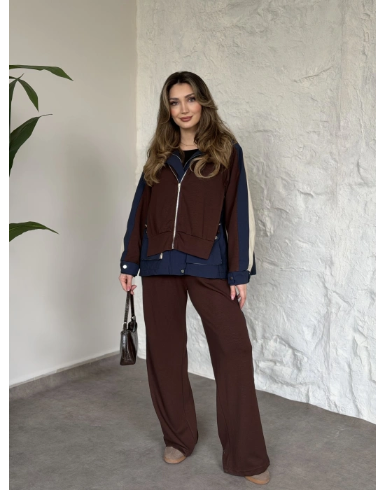 Paraşüt kumaş garnili takım kahve