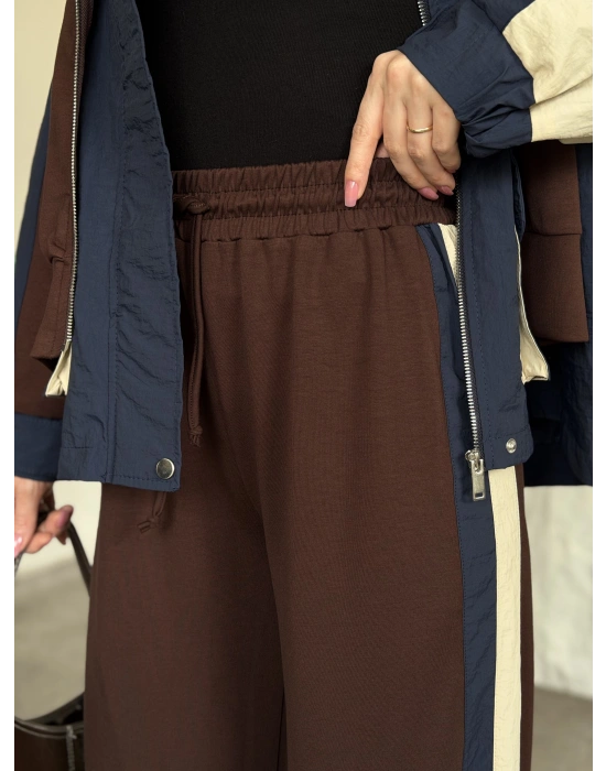 Paraşüt kumaş garnili takım kahve