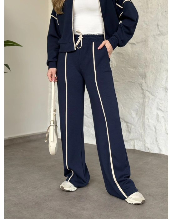 Premium ara biye detaylı fermuarlı takım lacivert