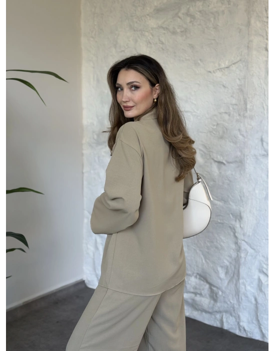 Premium viskon keten yandan bağlamalı takım yeşil