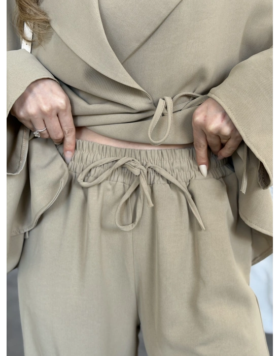 Premium viskon keten yandan bağlamalı takım yeşil