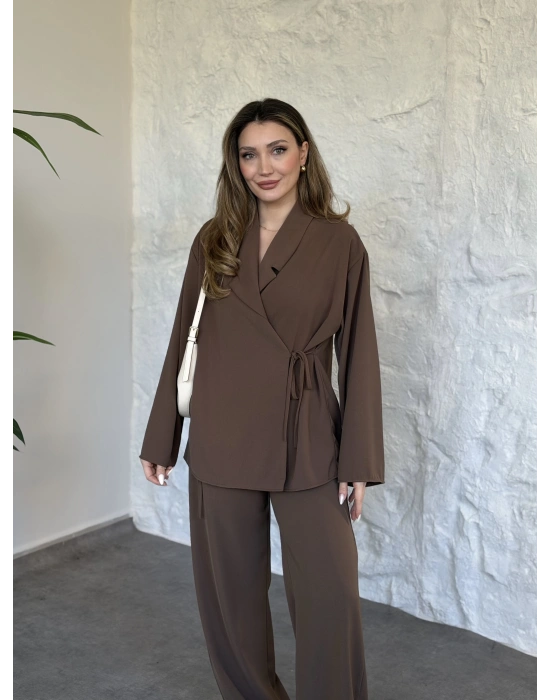 Premium viskon keten yandan bağlamalı takım vizon