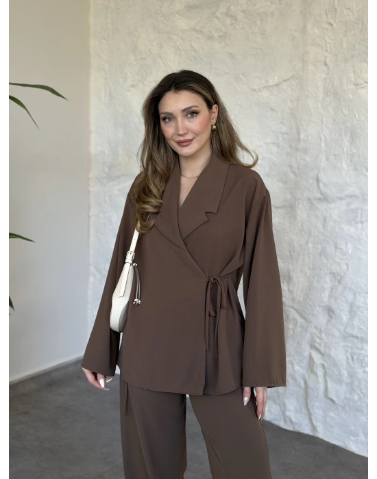 Premium viskon keten yandan bağlamalı takım vizon