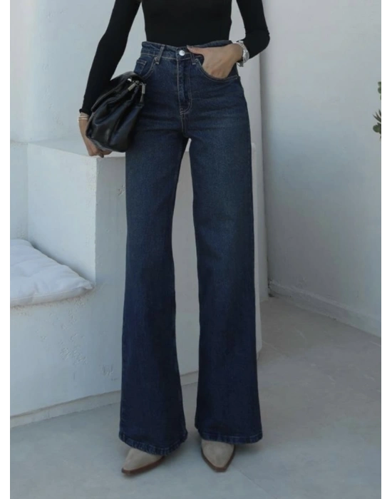 Zr marka etiketli bol paça jean kot rengi pantolon