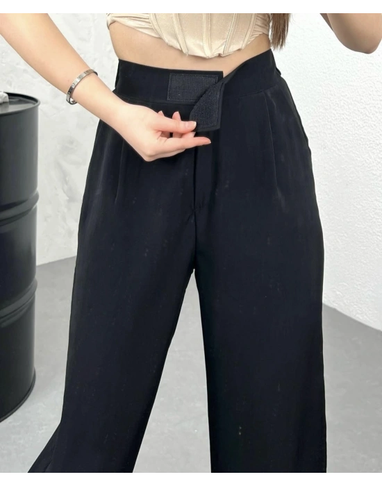 Beli lastikli cırtlı zr model pantolon siyah