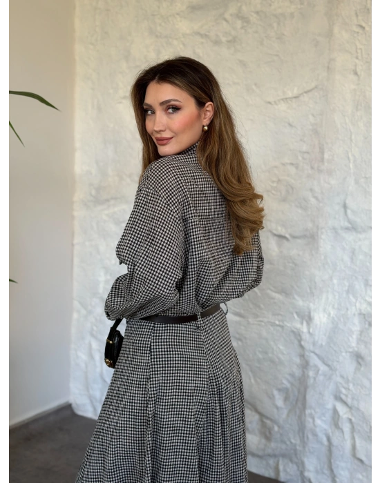 Keten pitikare kemerli etekli takım siyah