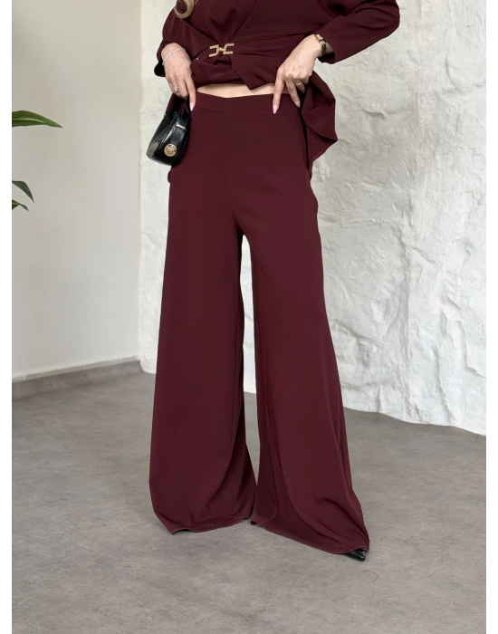 Bel toka detaylı latina takım bordo