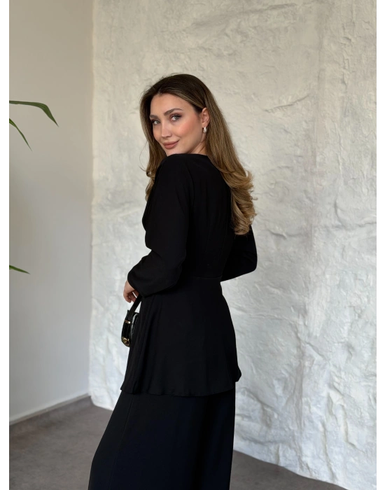 Bel toka detaylı latina takım siyah