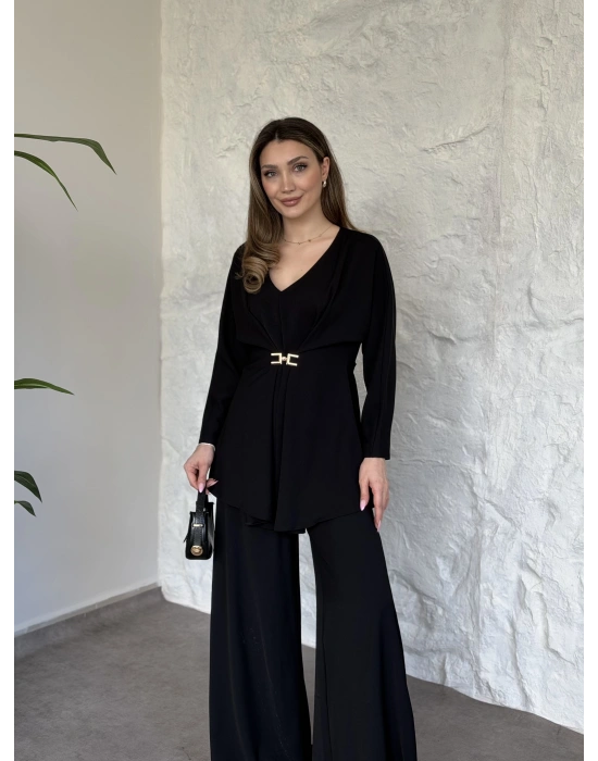 Bel toka detaylı latina takım siyah