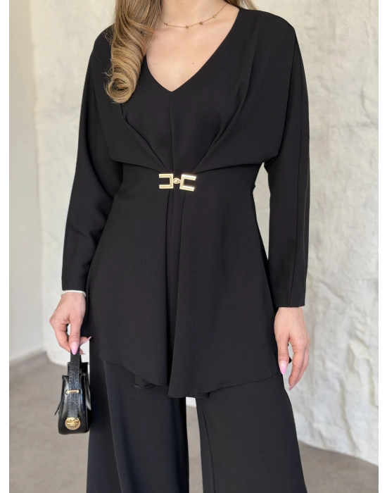 Bel toka detaylı latina takım siyah