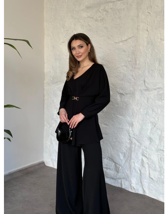 Bel toka detaylı latina takım siyah