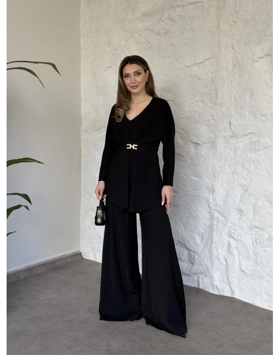 Bel toka detaylı latina takım siyah