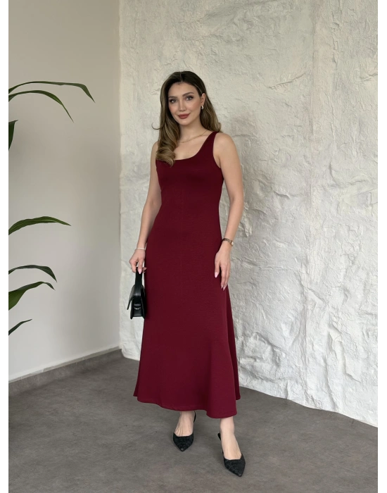 Modal kumaş crop üstlü ikili elbise bordo