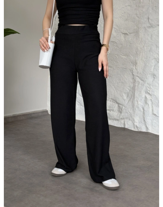 Düşük omuz beli büzgülü ikili takım siyah