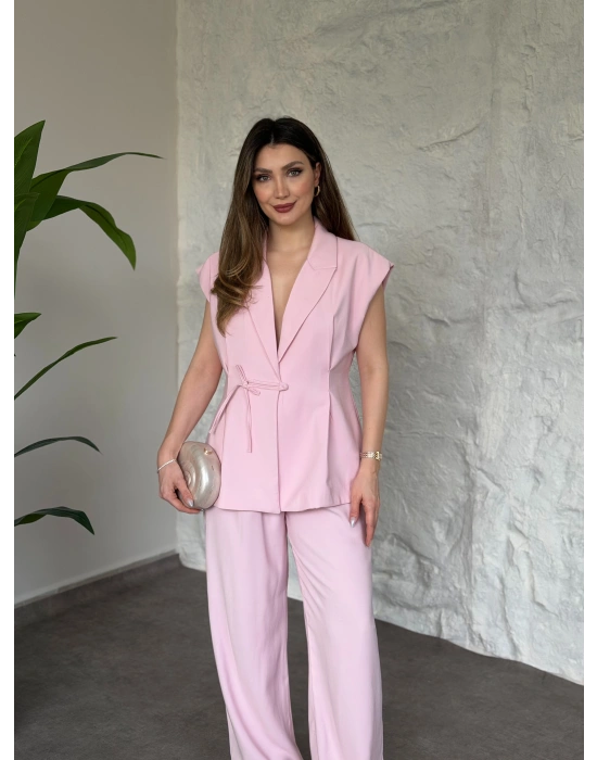 Diagonel kumaş ikili takım pudra