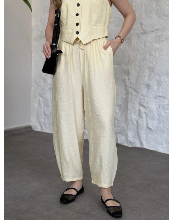 Şalvar pantolon yelekli takım sarı