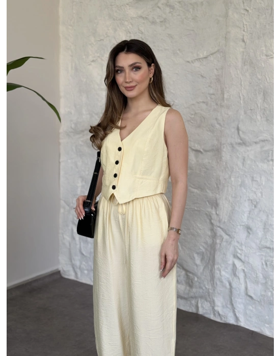 Şalvar pantolon yelekli takım sarı
