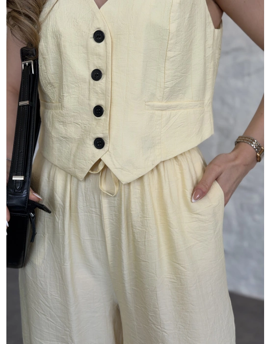 Şalvar pantolon yelekli takım sarı