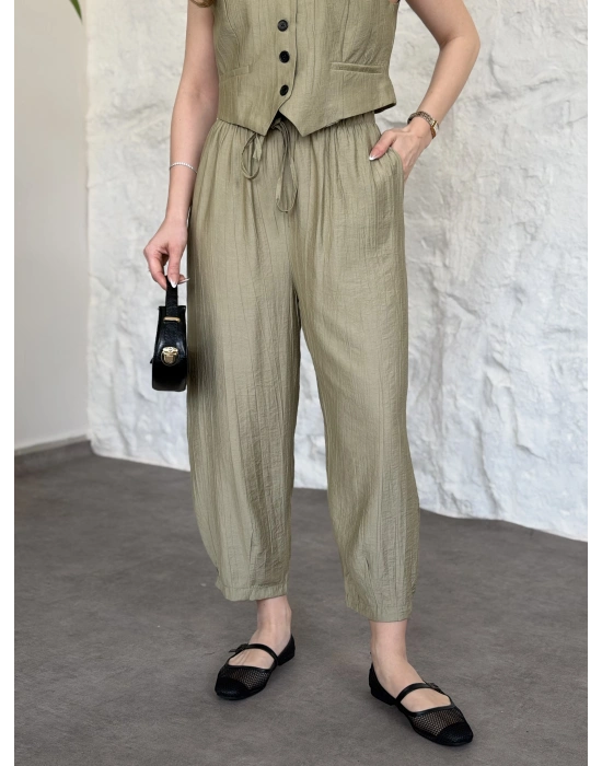 Şalvar pantolon yelekli takım yeşil