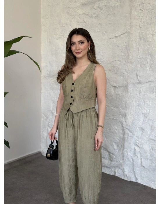 Şalvar pantolon yelekli takım yeşil