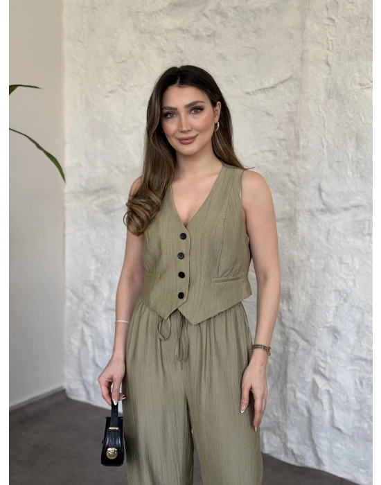 Şalvar pantolon yelekli takım yeşil