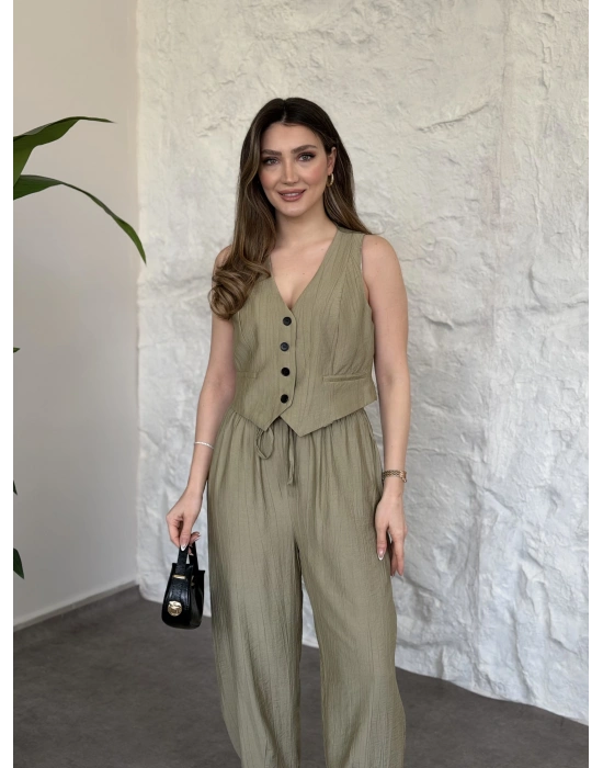 Şalvar pantolon yelekli takım yeşil