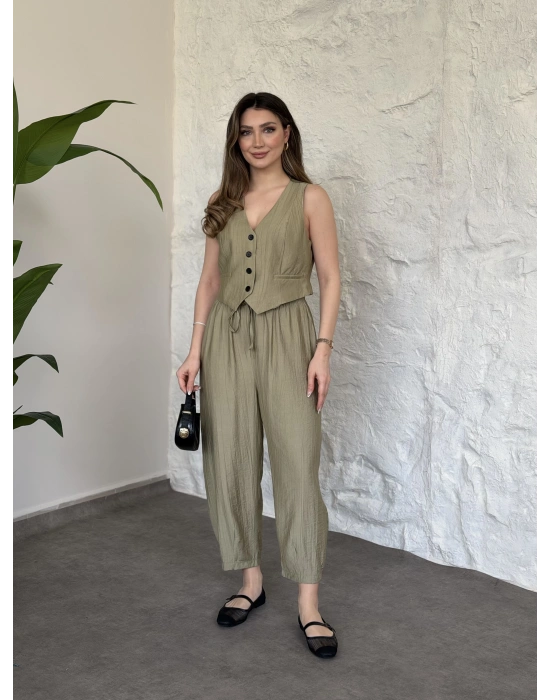 Şalvar pantolon yelekli takım yeşil