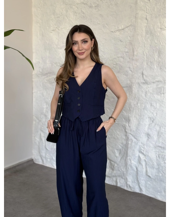 Şalvar pantolon yelekli takım lacivert