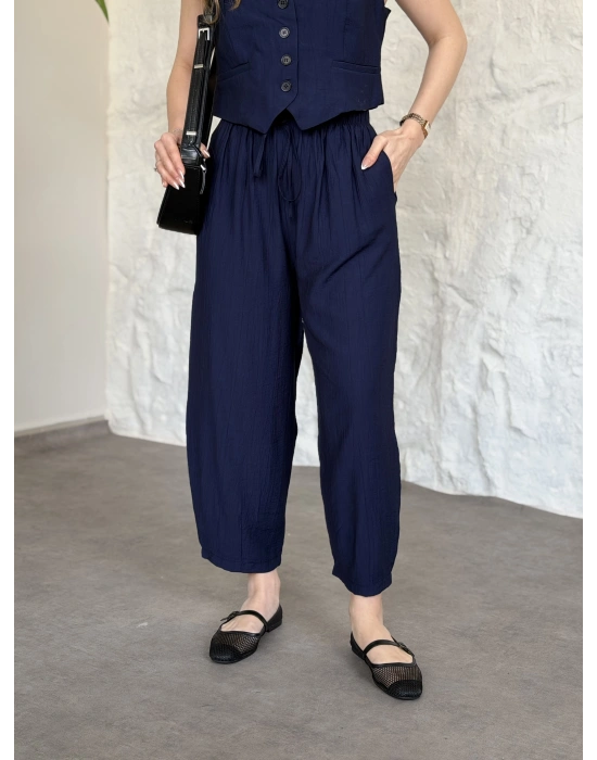 Şalvar pantolon yelekli takım lacivert