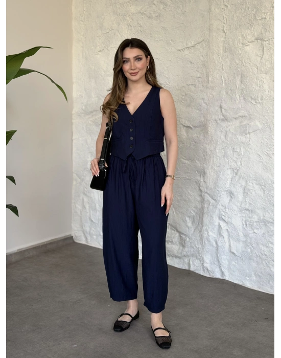 Şalvar pantolon yelekli takım lacivert