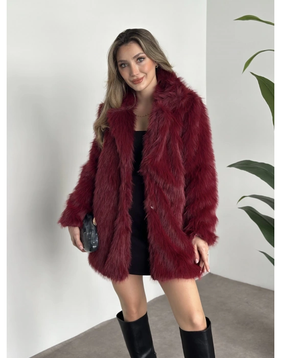 Ara boy cepli kürk kaban bordo