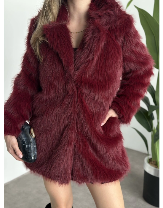 Ara boy cepli kürk kaban bordo