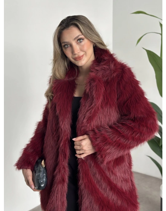 Ara boy cepli kürk kaban bordo