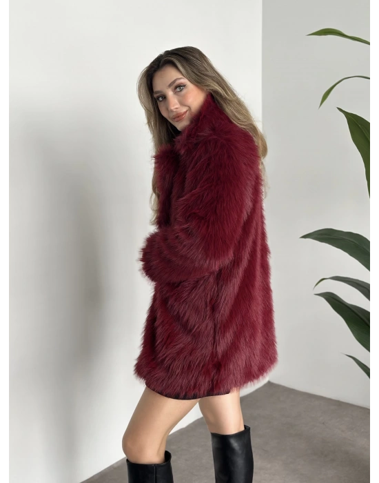 Ara boy cepli kürk kaban bordo