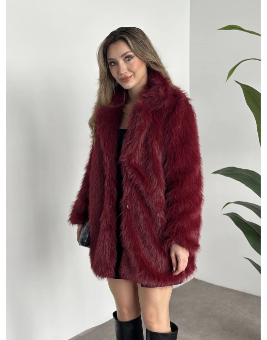 Ara boy cepli kürk kaban bordo