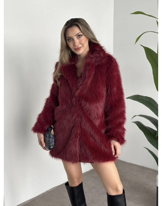 Ara boy cepli kürk kaban bordo
