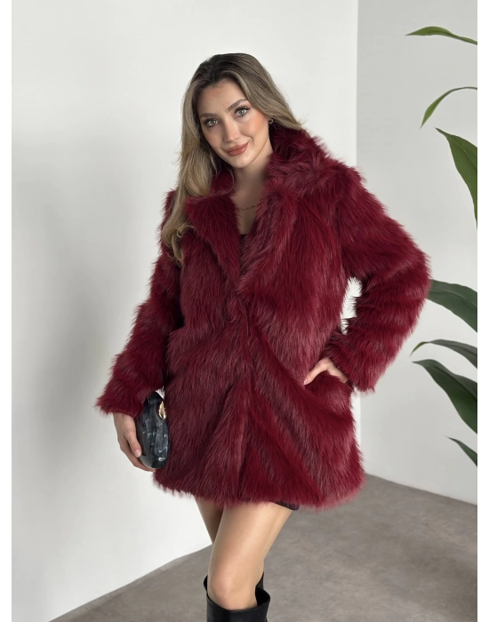 Ara boy cepli kürk kaban bordo