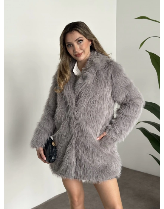 Ara boy cepli kürk kaban gri