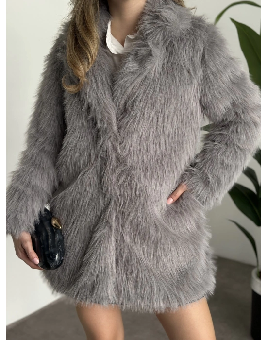 Ara boy cepli kürk kaban gri