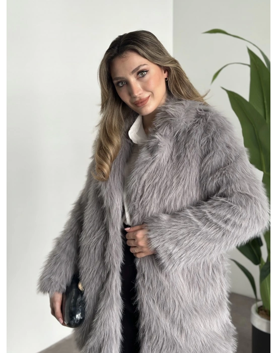 Ara boy cepli kürk kaban gri