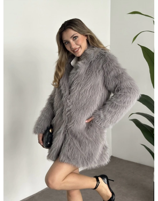 Ara boy cepli kürk kaban gri