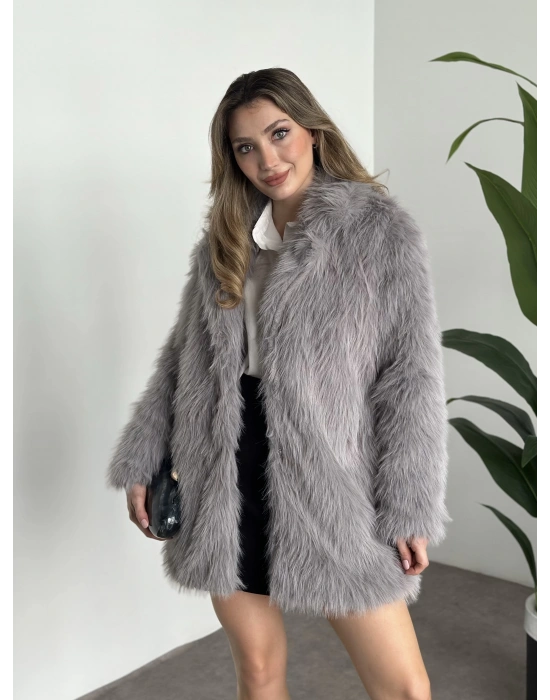 Ara boy cepli kürk kaban gri