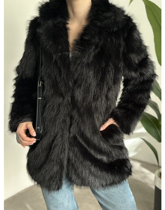 Ara boy cepli kürk kaban siyah